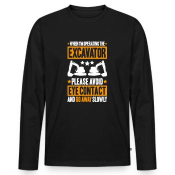Excavator Driver Excavator Operator Heavy Equipment Operator - Men's Premium Organic Long Sleeve Shirt - black - Front - Nico (187cm)