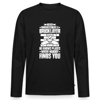 Maître Maçonnerie Maçonnerie Maçon Maçon - T-shirt manches longues Premium bio Homme - noir - Devant - Nico (187cm)