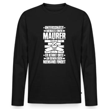 Maurer Maurermeister Mauerwerk Bricklayer Mason - Männer Premium Bio Langarmshirt - Schwarz - Vorne - Nico (187cm)