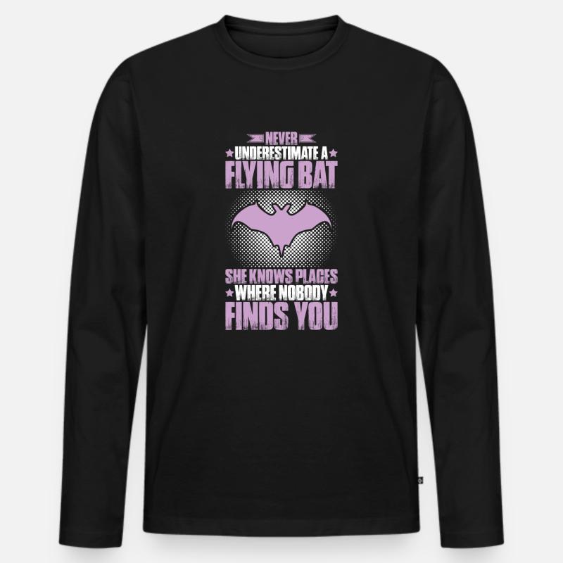 Fledermaus Fledermäuse Bat Bats Fledertier - Männer Premium Bio Langarmshirt - Schwarz
