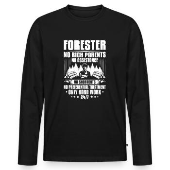 Forestier Forestier Forestier Travailleurs forestiers Forêt - T-shirt manches longues Premium bio Homme - noir - Devant - Nico (187cm)