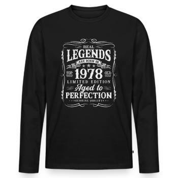 Des légendes sont nées en 1978 - T-shirt manches longues Premium bio Homme - noir - Devant - Nico (187cm)