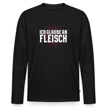 Carnivore Diät Carnivore Ernährung Carnivore Diet - Männer Premium Bio Langarmshirt - Schwarz - Vorne - Nico (187cm)
