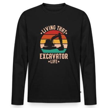 Excavator Driver Excavator Operator Heavy Equipment Operator - Men's Premium Organic Long Sleeve Shirt - black - Front - Nico (187cm)