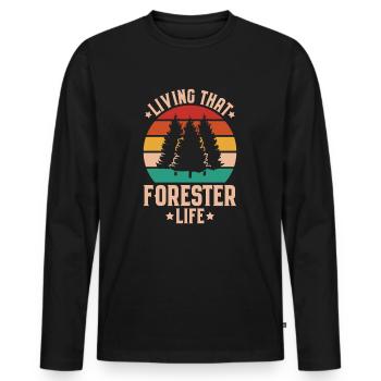 Forestier Forestier Forestier Travailleurs forestiers Forêt - T-shirt manches longues Premium bio Homme - noir - Devant - Nico (187cm)