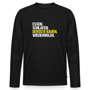 Gerüstbauer Gerüstbau Gerüstmonteur Scaffolder - Männer Premium Bio Langarmshirt - Schwarz - Vorne - Nico (187cm)