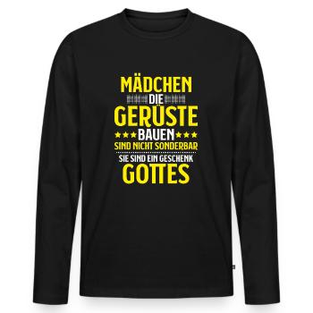 Gerüstbauer Gerüstbau Gerüstmonteur Scaffolder - Männer Premium Bio Langarmshirt - Schwarz - Vorne - Nico (187cm)
