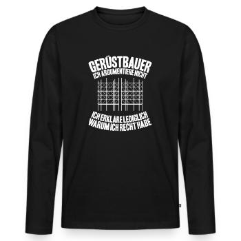 Gerüstbauer Gerüstbau Gerüstmonteur Scaffolder - Männer Premium Bio Langarmshirt - Schwarz - Vorne - Nico (187cm)