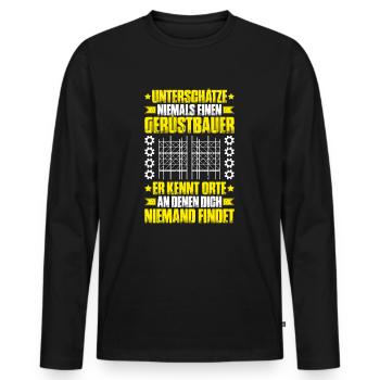 Gerüstbauer Gerüstbau Gerüstmonteur Scaffolder - Männer Premium Bio Langarmshirt - Schwarz - Vorne - Nico (187cm)