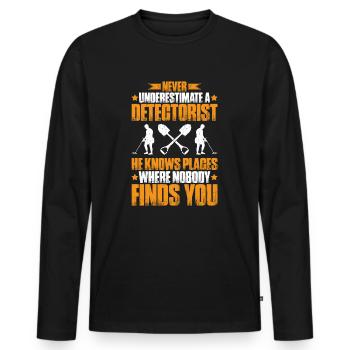 Détecteur Sondler Détecteur de métaux - T-shirt manches longues Premium bio Homme - noir - Devant - Nico (187cm)