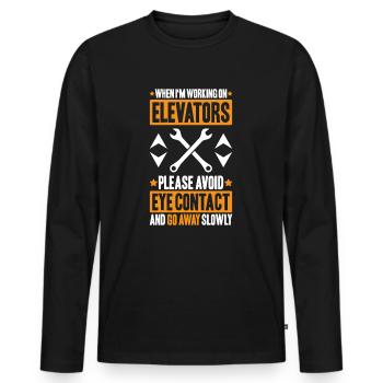 Elevator Fitter Elevator Mechanic Elevator Mechanic - Men's Premium Organic Long Sleeve Shirt - black - Front - Nico (187cm)
