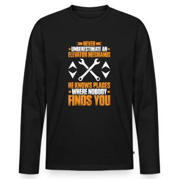 Elevator Fitter Elevator Mechanic Elevator Mechanic - Men's Premium Organic Long Sleeve Shirt - black - Front - Nico (187cm)