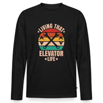 Elevator Fitter Elevator Mechanic Elevator Mechanic - Men's Premium Organic Long Sleeve Shirt - black - Front - Nico (187cm)