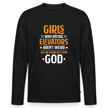 Elevator Fitter Elevator Mechanic Elevator Mechanic - Men's Premium Organic Long Sleeve Shirt - black - Front - Nico (187cm)