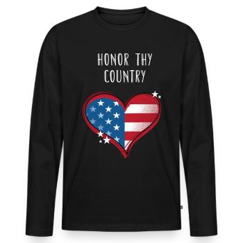 Honor Thy Country American Independence USA - Men's Premium Organic Long Sleeve Shirt - black - Front - Nico (187cm)