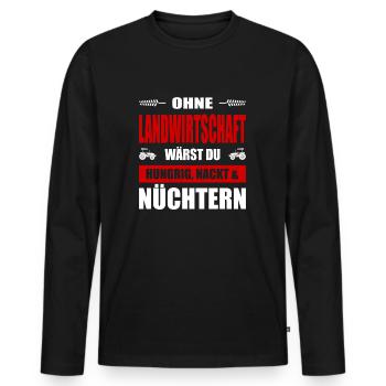 Bauern Protest Landwirtschaft Bauerndemo Landwirt - Männer Premium Bio Langarmshirt - Schwarz - Vorne - Nico (187cm)