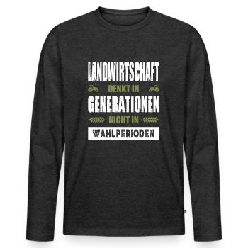 Bauernproteste 2024 Bauerndemo Landwirt Demo - Männer Premium Bio Langarmshirt - Anthrazit meliert - Vorne - Nico (187cm)