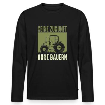 Bauernproteste 2024 Demo Keine Zukunft Ohne Bauern - Männer Premium Bio Langarmshirt - Schwarz - Vorne - Nico (187cm)