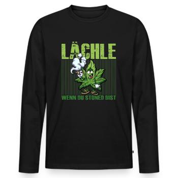 Lächle Wenn Du Stoned Bist Cannabis Kiffer Hanf - Männer Premium Bio Langarmshirt - Schwarz - Vorne - Nico (187cm)