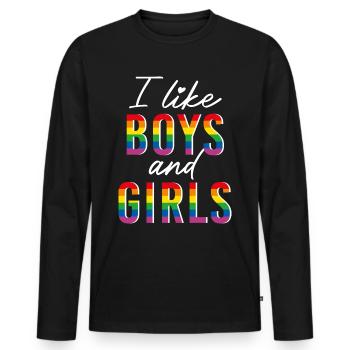 LGBTQIA+ I like boys and girls Regenbogen bi - Männer Premium Bio Langarmshirt - Schwarz - Vorne - Nico (187cm)