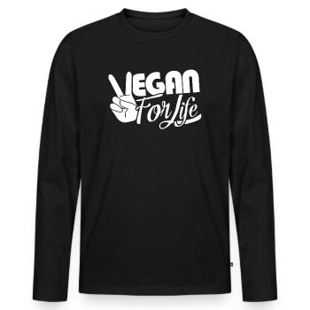 Vegan T-shirt - Vegan for Life - Men's Premium Organic Long Sleeve Shirt - black - Front - Nico (187cm)