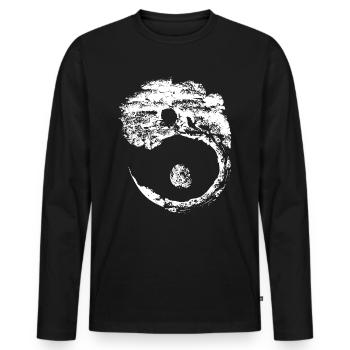 Yin Yang Symbole Bonsai Spiritualité - T-shirt manches longues Premium bio Homme - noir - Devant - Nico (187cm)