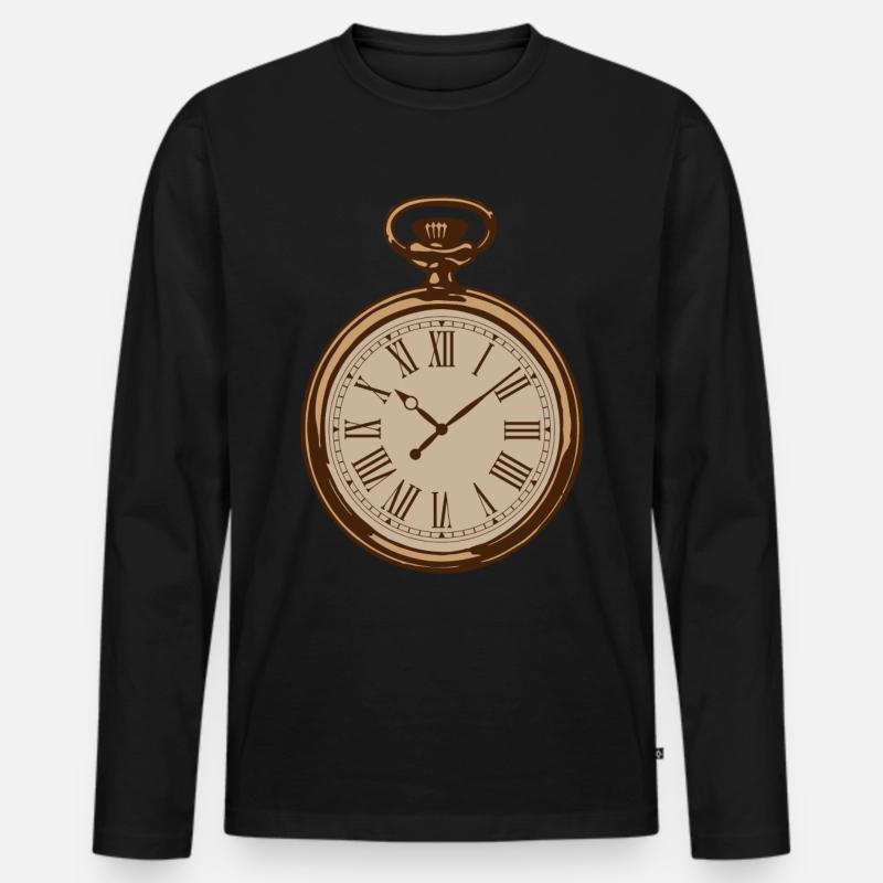 Vintage Antike Uhr - Männer Premium Bio Langarmshirt - Schwarz