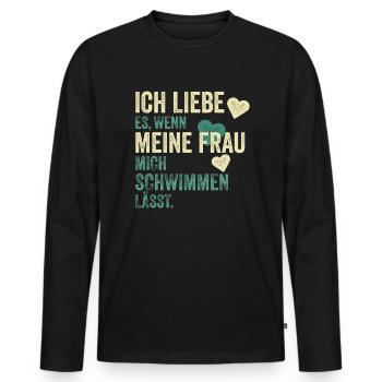 Schwimmer Schwimmen Spruch Geschenk - Männer Premium Bio Langarmshirt - Schwarz - Vorne - Nico (187cm)