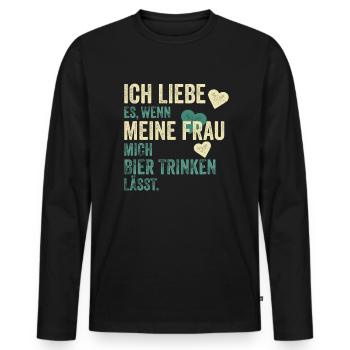 Beer Drinker Beer Drinking Saying Gift - Men's Premium Organic Long Sleeve Shirt - black - Front - Nico (187cm)