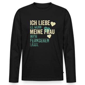 Téléspectateur Télévision Dire Cadeau - T-shirt manches longues Premium bio Homme - noir - Devant - Nico (187cm)