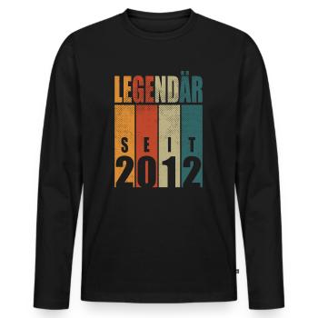 Legendär seit 2012 Jahrgang Geburtstag 12 Geschenk - Männer Premium Bio Langarmshirt - Schwarz - Vorne - Nico (187cm)