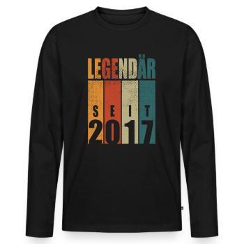 Legendär seit 2017 Jahrgang Geburtstag 7 Geschenk - Männer Premium Bio Langarmshirt - Schwarz - Vorne - Nico (187cm)