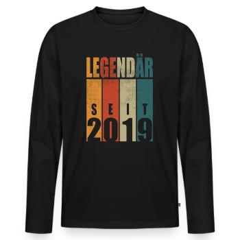 Légendaire depuis 2019 Vintage Anniversaire 5 Cadeau - T-shirt manches longues Premium bio Homme - noir - Devant - Nico (187cm)