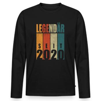 Légendaire depuis 2020 Vintage Anniversaire 4 Cadeau - T-shirt manches longues Premium bio Homme - noir - Devant - Nico (187cm)