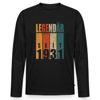 Legendary Since 1931 Vintage Birthday 93 Gift - Men's Premium Organic Long Sleeve Shirt - black - Front - Nico (187cm)