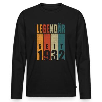 Legendary Since 1932 Vintage Birthday 92 Gift - Men's Premium Organic Long Sleeve Shirt - black - Front - Nico (187cm)