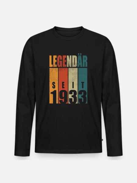 Legendary Since 1933 Vintage Birthday 91 Gift - Men's Premium Organic Long Sleeve Shirt - black