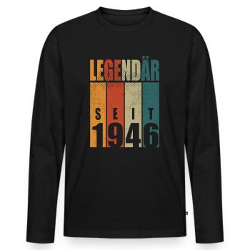 Legendär seit 1946 Jahrgang Geburtstag 78 Geschenk - Männer Premium Bio Langarmshirt - Schwarz - Vorne - Nico (187cm)