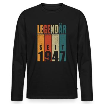 Légendaire depuis 1947 Vintage anniversaire 77 cadeau - T-shirt manches longues Premium bio Homme - noir - Devant - Nico (187cm)