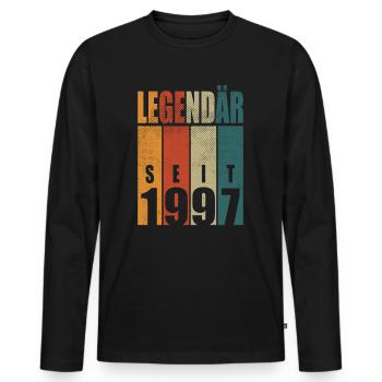 Légendaire depuis 1997 Vintage anniversaire 27 cadeau - T-shirt manches longues Premium bio Homme - noir - Devant - Nico (187cm)