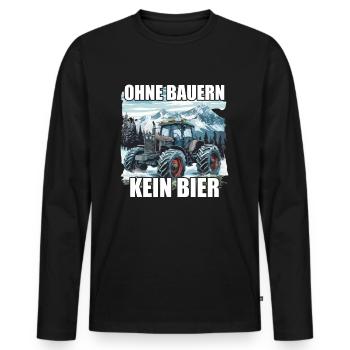 Ohne Bauern kein Bier - Männer Premium Bio Langarmshirt - Schwarz - Vorne - Nico (187cm)