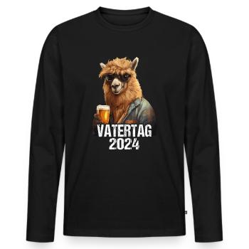Lama de la fête des pères - T-shirt manches longues Premium bio Homme - noir - Devant - Nico (187cm)