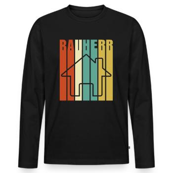 Bauherr vintage - Männer Premium Bio Langarmshirt - Schwarz - Vorne - Nico (187cm)
