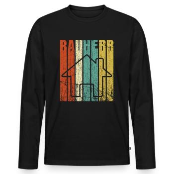 Bauherr vintage2 - Männer Premium Bio Langarmshirt - Schwarz - Vorne - Nico (187cm)