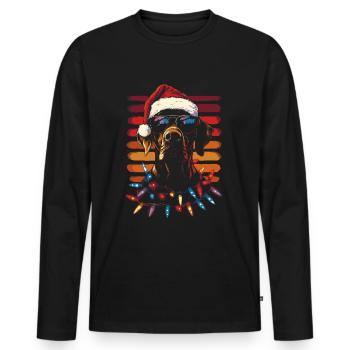 Chapeau de Noël et lunettes de soleil Dogue allemand - T-shirt manches longues Premium bio Homme - noir - Devant - Nico (187cm)