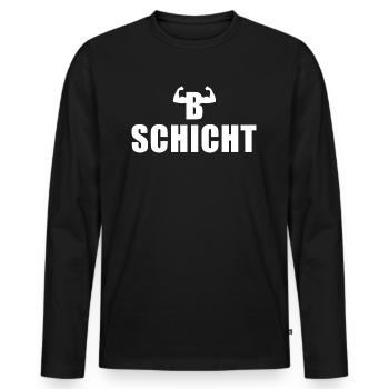 B Schicht Schichtarbeiter - Männer Premium Bio Langarmshirt - Schwarz - Vorne - Nico (187cm)
