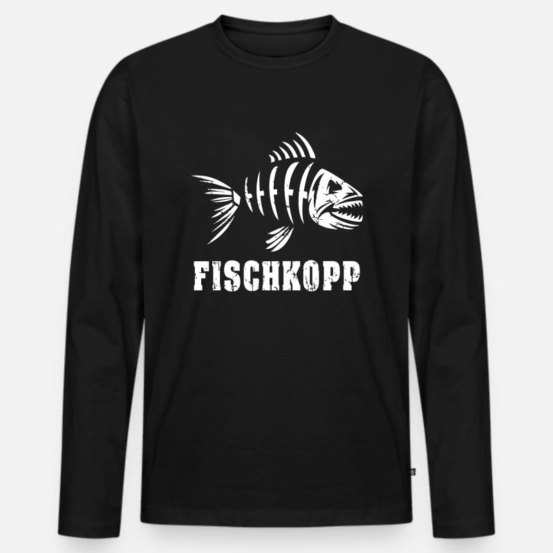Fischkopp - Männer Premium Bio Langarmshirt - Schwarz
