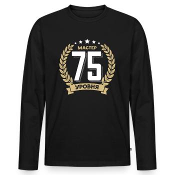 75th birthday Russia 75th years Russian - Men's Premium Organic Long Sleeve Shirt - black - Front - Nico (187cm)