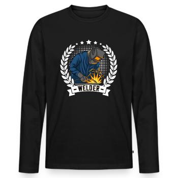 Welder outfit for proud metalworkers and - Men's Premium Organic Long Sleeve Shirt - black - Front - Nico (187cm)