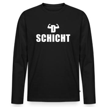 D Schicht Schichtarbeiter - Männer Premium Bio Langarmshirt - Schwarz - Vorne - Nico (187cm)